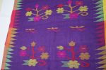 Purple Multicolor Floral Cotton Saree with Yellow Border - Image 4